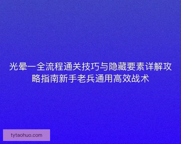 光晕一全流程通关技巧与隐藏要素详解攻略指南新手老兵通用高效战术