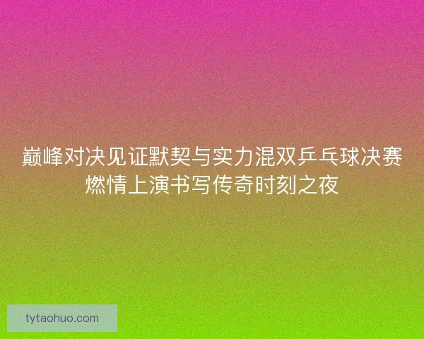 巅峰对决见证默契与实力混双乒乓球决赛燃情上演书写传奇时刻之夜