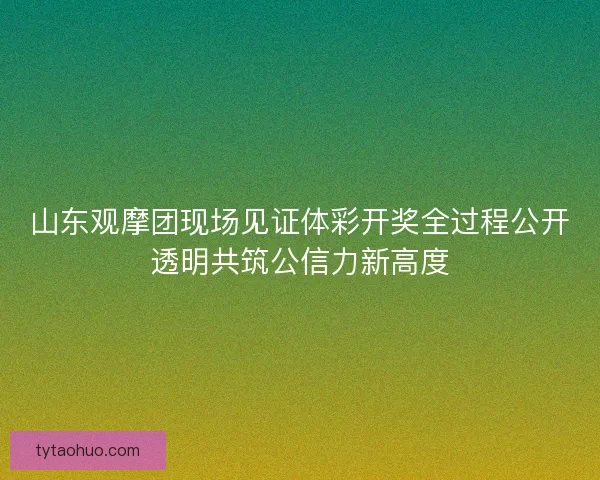 山东观摩团现场见证体彩开奖全过程公开透明共筑公信力新高度