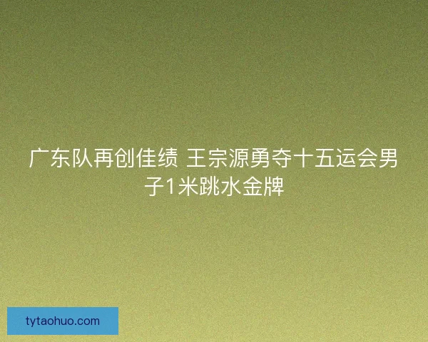 广东队再创佳绩 王宗源勇夺十五运会男子1米跳水金牌