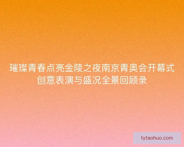 璀璨青春点亮金陵之夜南京青奥会开幕式创意表演与盛况全景回顾录 璀璨青春点亮金陵之夜南京青奥会开幕式创意表演与盛况全景回顾录